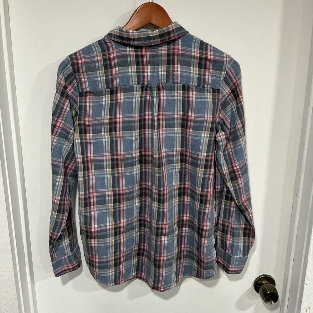 Marine Layer Plaid Flannel Button Down Shirt, Medium, Blue - Picture 4 of 8